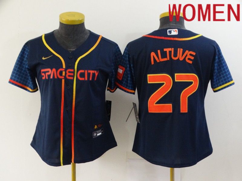 Women Houston Astros 27 Altuve Blue City Edition Game Nike 2022 MLB Jersey